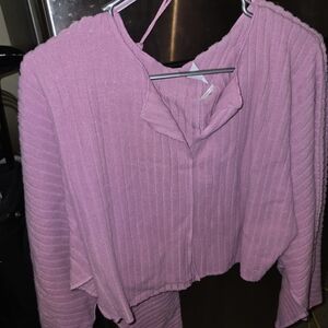 Pink Ribbed Cardigan